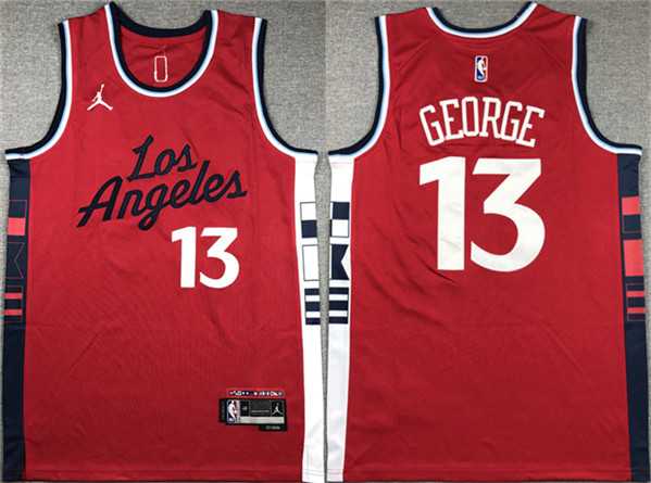 Men%27s Los Angeles Clippers #13 Paul George Red Stitched Jersey